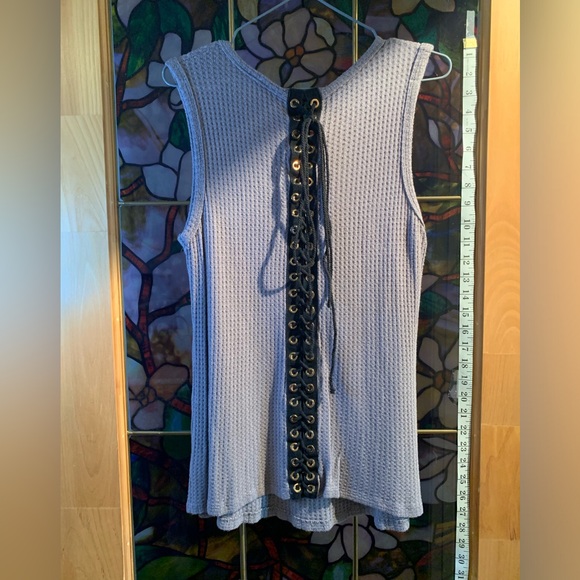 Grey large lace up women’s motorcycle tank top. - Picture 4 of 4